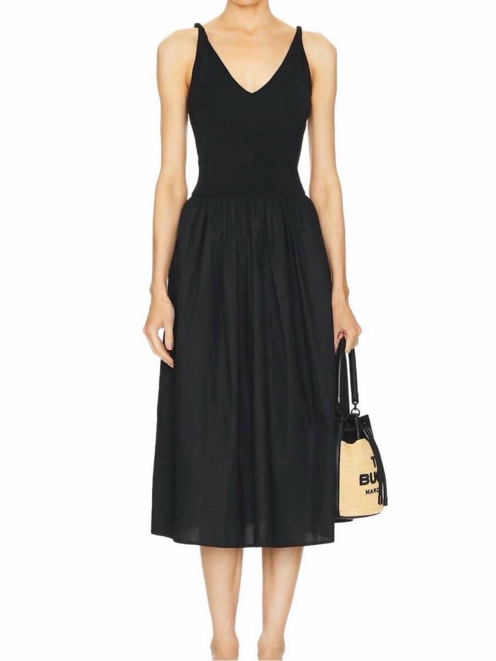 Rails Franca Black V-Neck Midi Dress